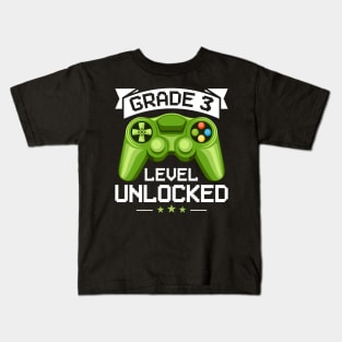 Grade 3 Level Unlocked Video gamer 3rd Grade Pupil Kids T-Shirt